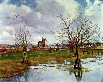 Camille Pissarro Painting - Paisaje con campos inundados 1873 Camille Pissarro